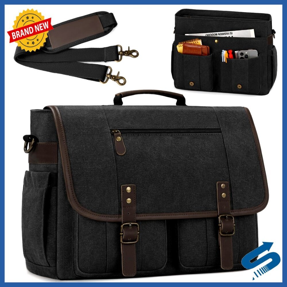 Vintage Canvas Messenger Bag Water-resistant Laptop Briefcase Satchel Shoulder